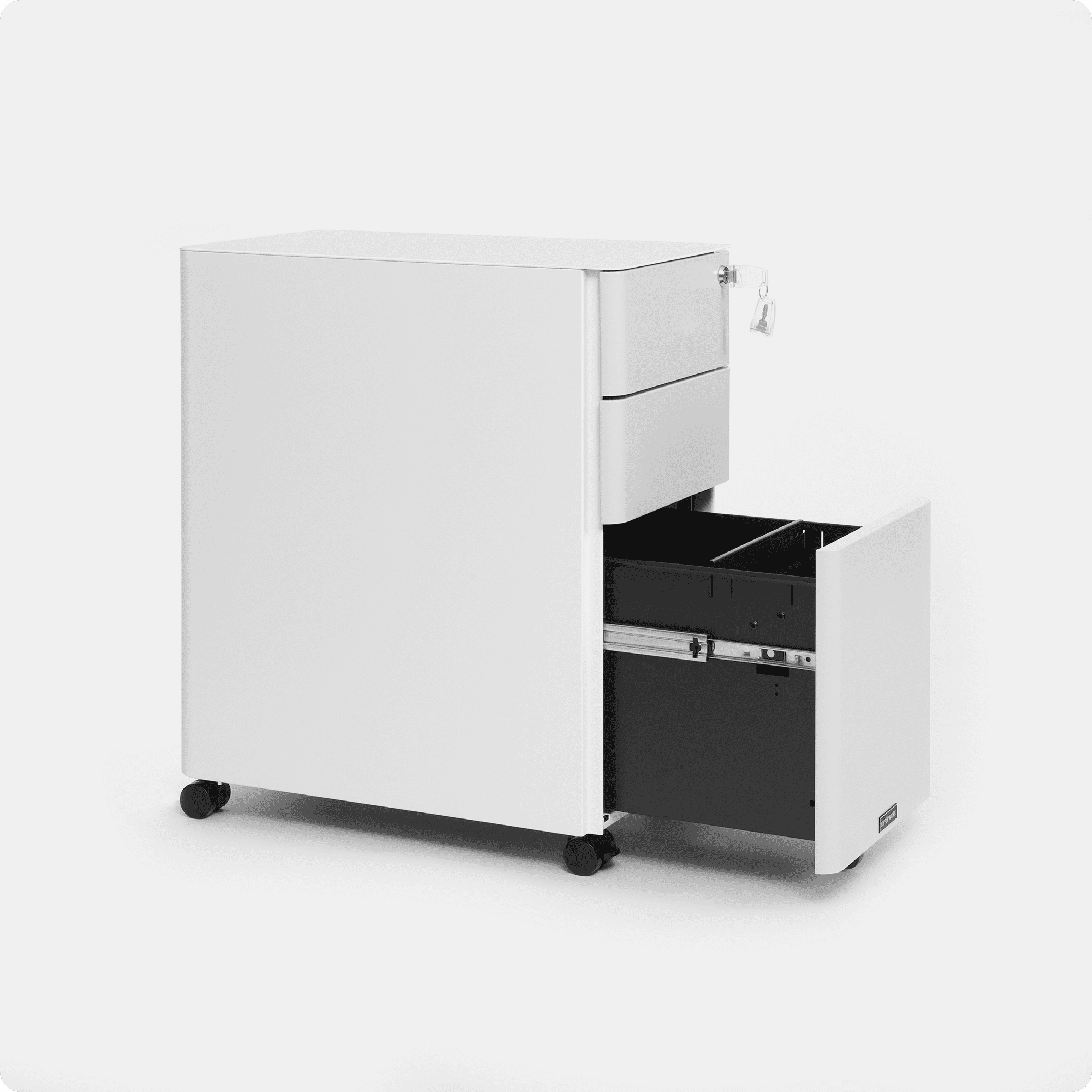 Mobile steel filing cabinet - Ultra slim - NORMCORE™ Minimalistic