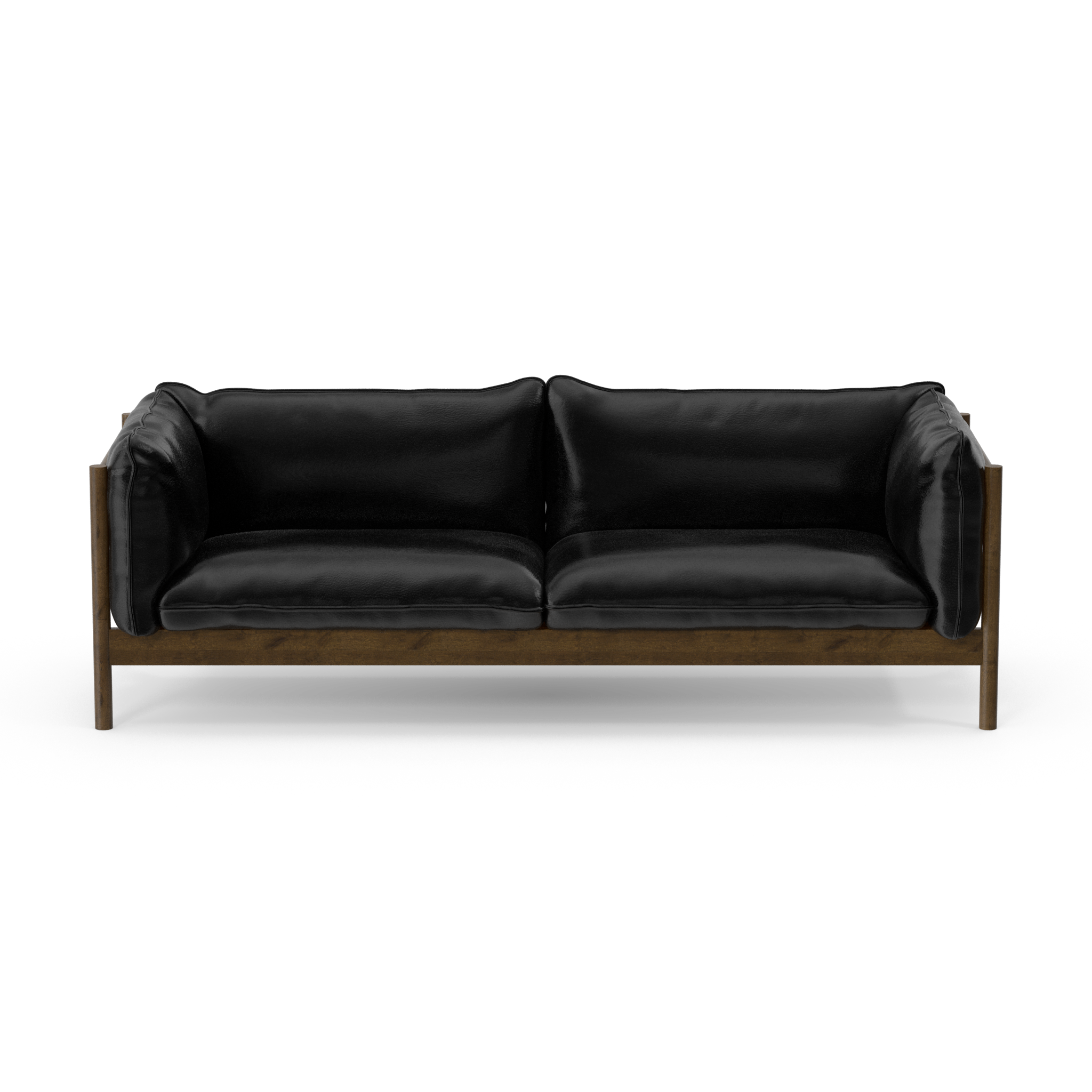 Three Seater Walnut Black Leather - NORMCORE™ Minimalistic