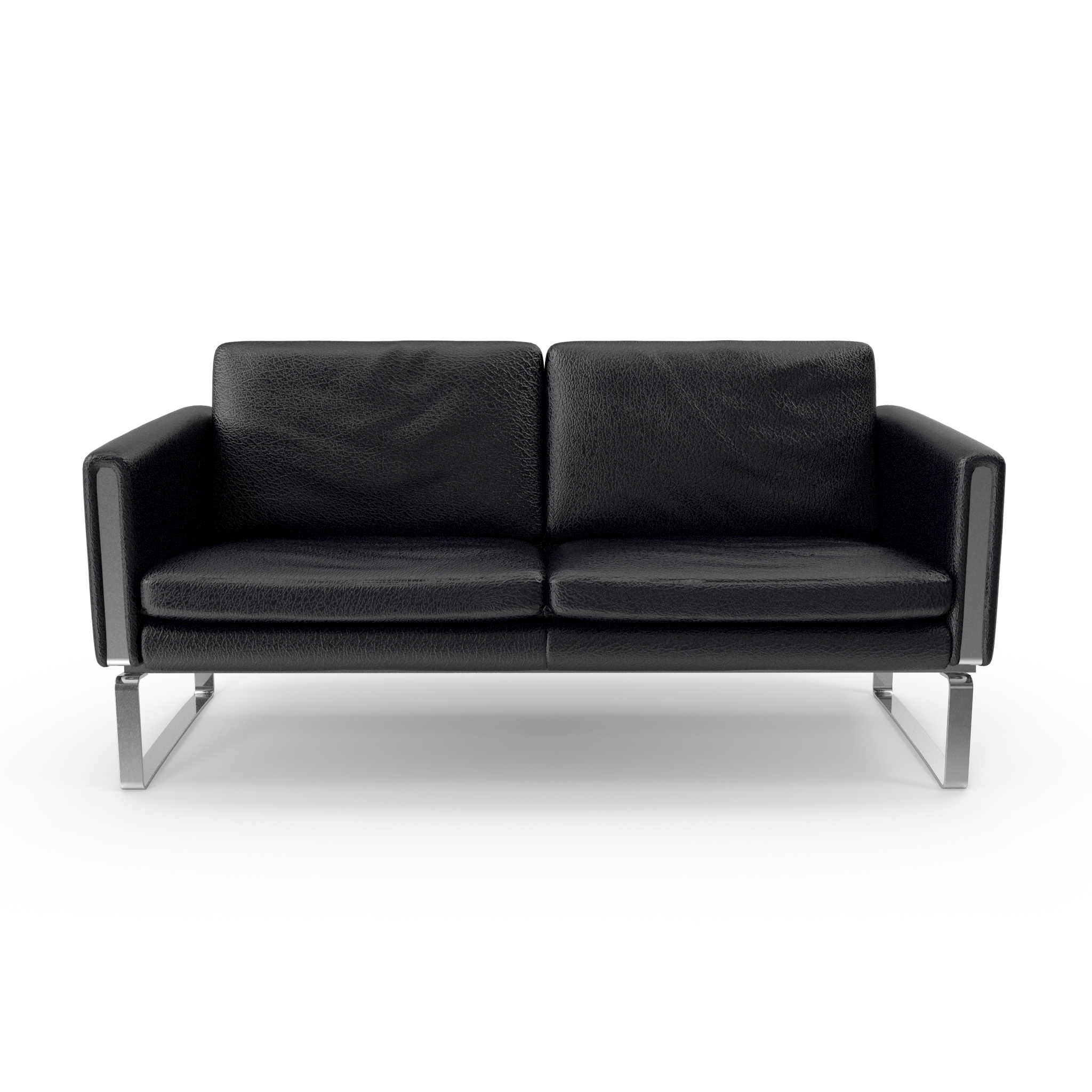 Modern Two-Seater Leather Sofa with Chrome Frame - NORMCORE™ Minimalistic