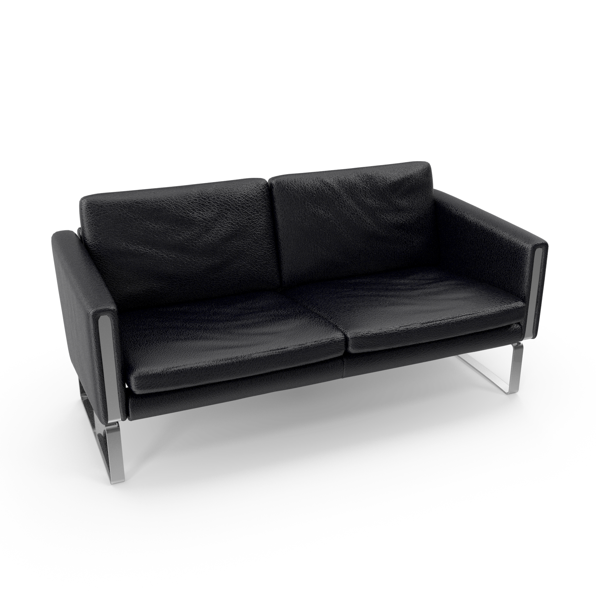 Modern Two-Seater Leather Sofa with Chrome Frame - NORMCORE™ Minimalistic
