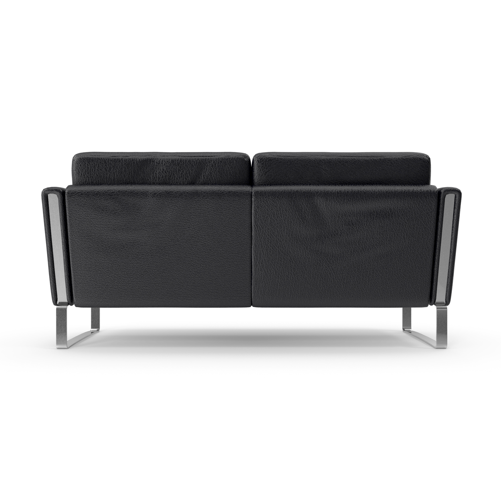 Modern Two-Seater Leather Sofa with Chrome Frame - NORMCORE™ Minimalistic