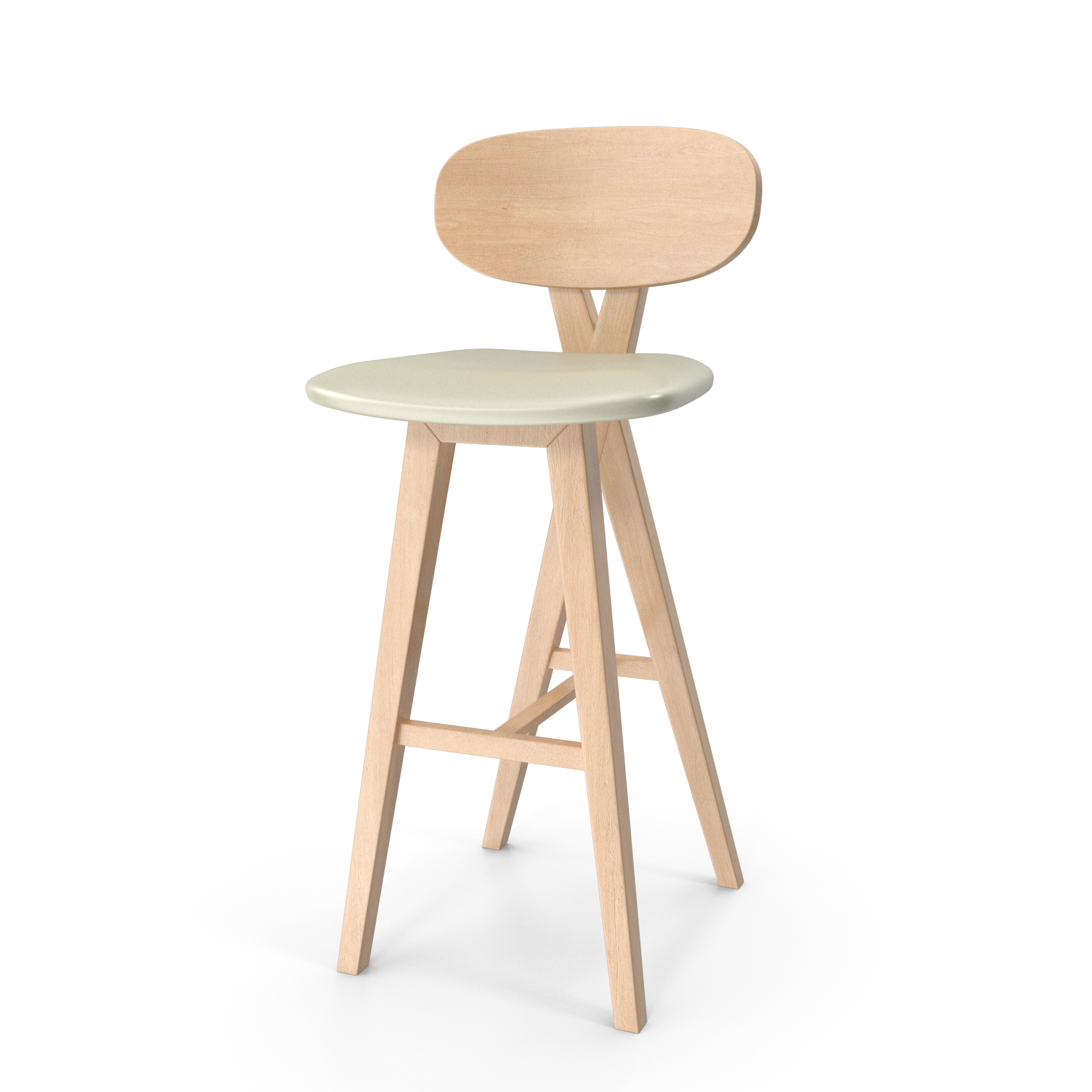 Modern Wooden Bar Stool with Oval Back