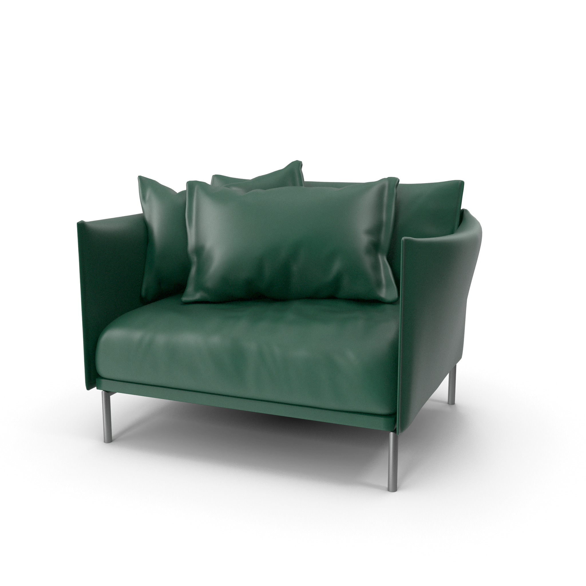 Modern Green Leather Armchair