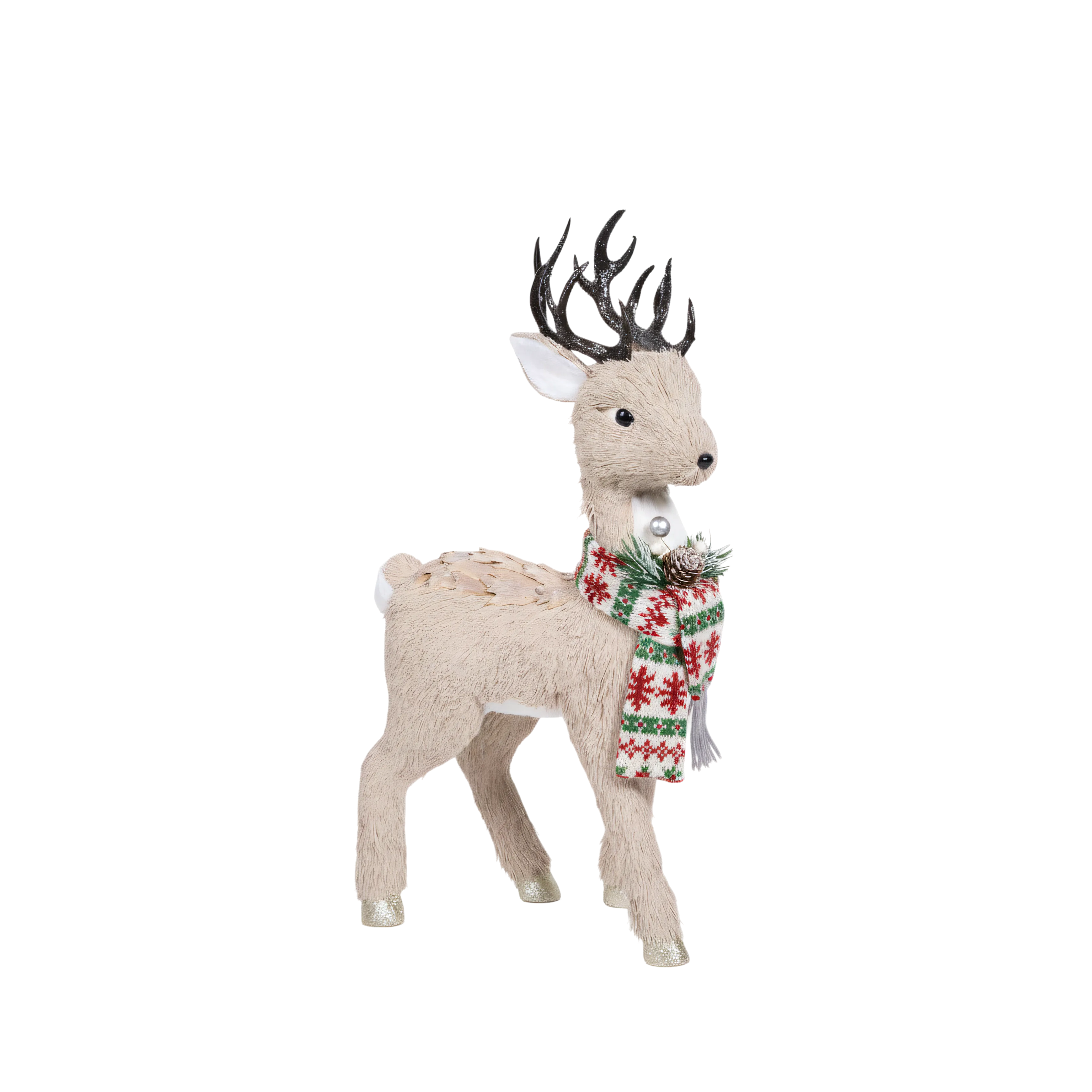 Nordic Knit-Scarf Holiday Deer Figurine
