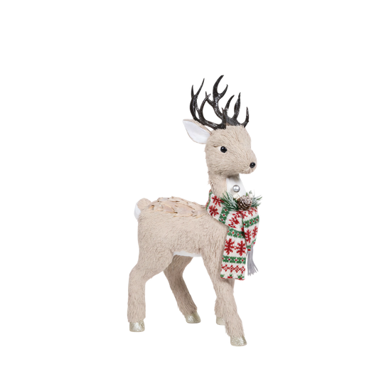 Nordic Knit-Scarf Holiday Deer Figurine