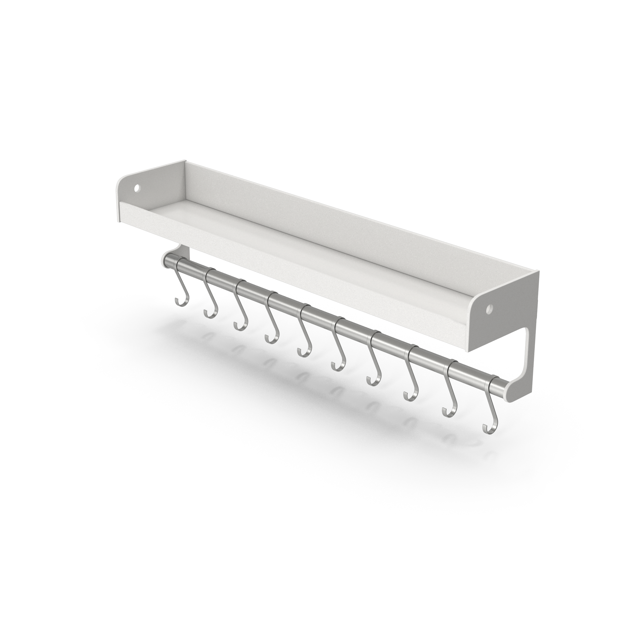 White Kitchen Rack With Hooks - NORMCORE™ Minimalistic