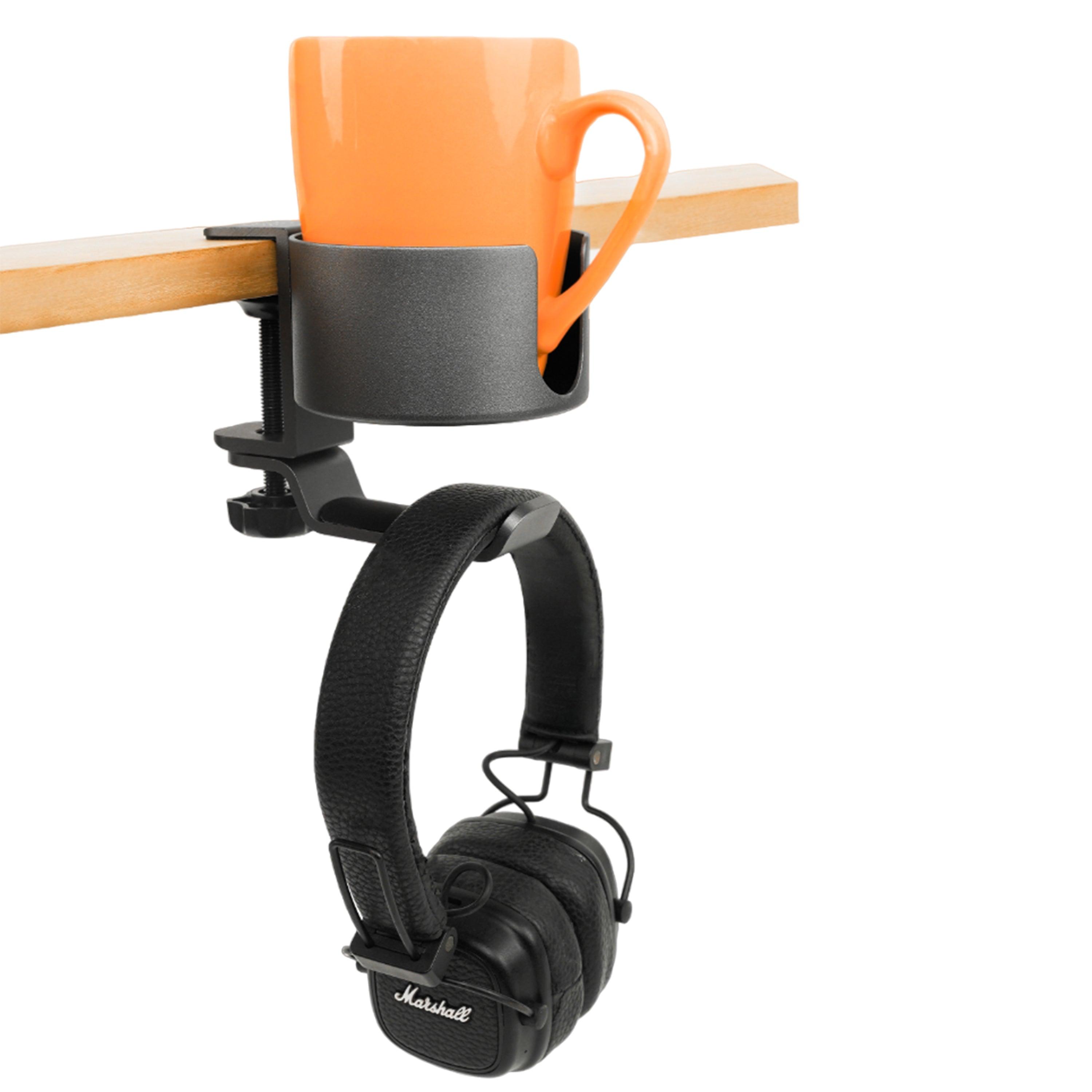 Table clamp cup holder with integrated hanger - NORMCORE™ Minimalistic