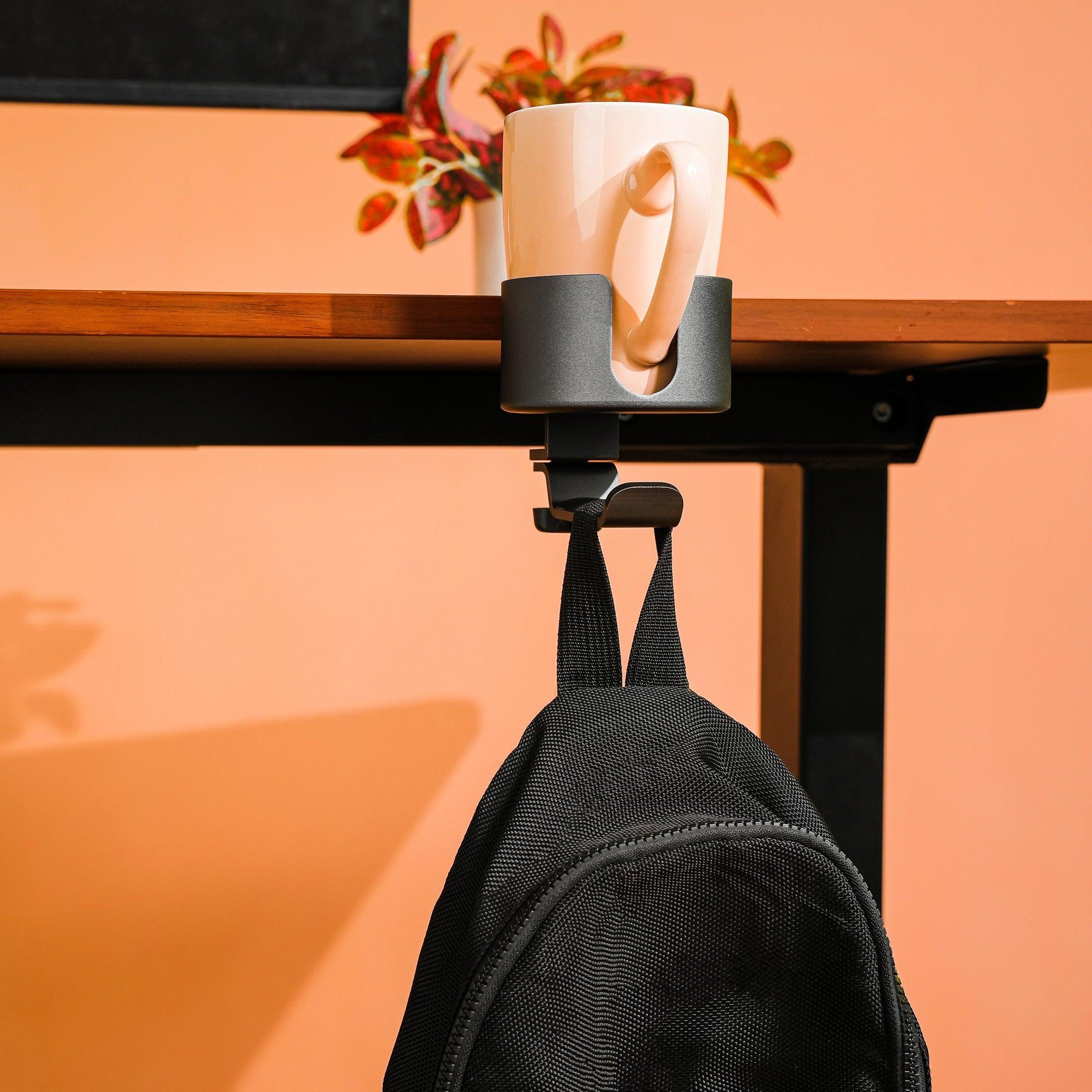 Table clamp cup holder with integrated hanger - NORMCORE™ Minimalistic