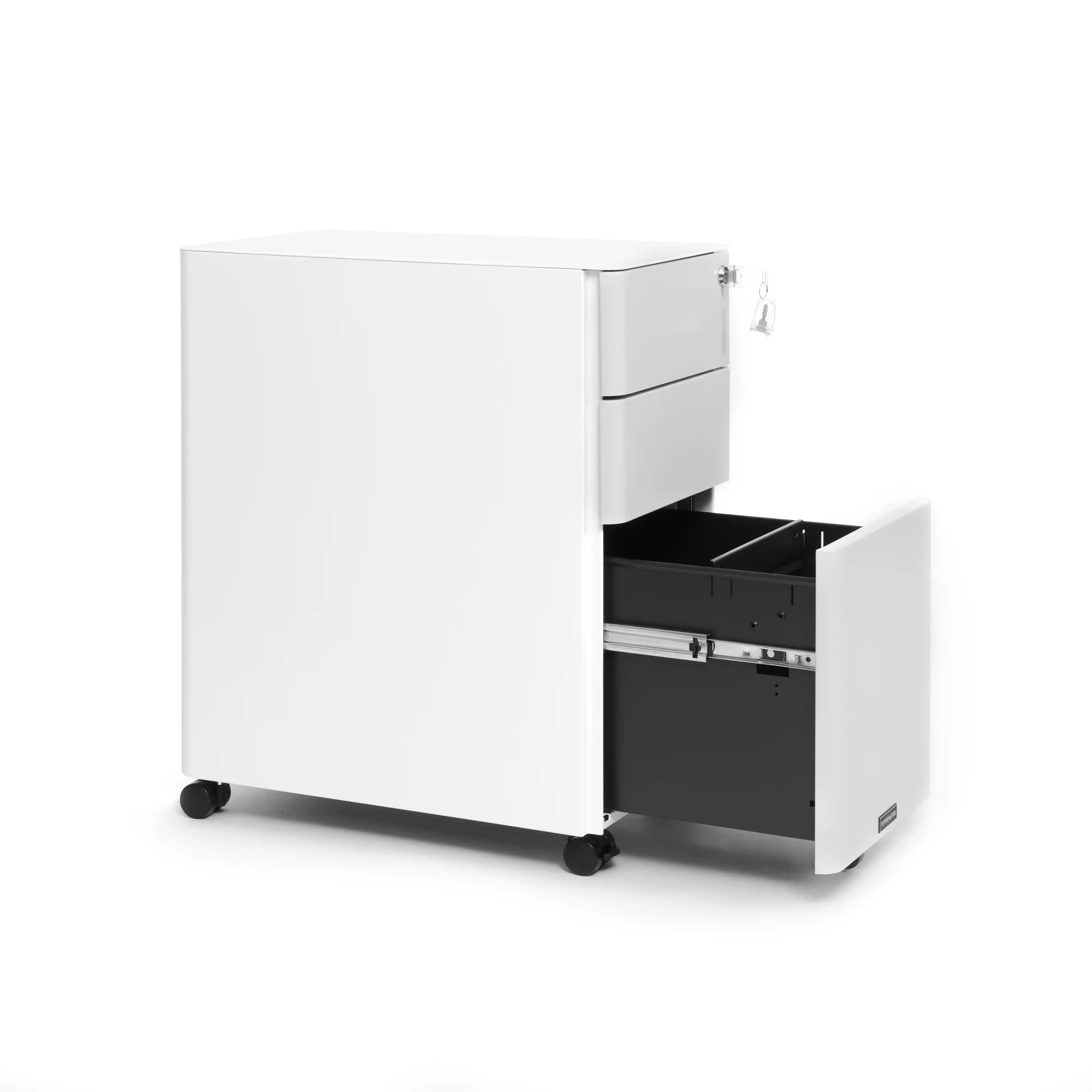 Mobile steel filing cabinet - Ultra slim - NORMCORE™ Minimalistic