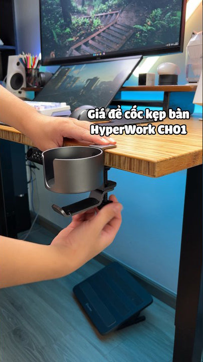 Table clamp cup holder with integrated hanger - NORMCORE™ Minimalistic