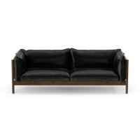 Three Seater Walnut Black Leather - NORMCORE™ Minimalistic