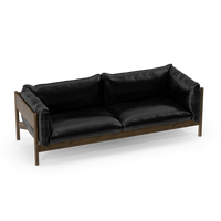 Three Seater Walnut Black Leather - NORMCORE™ Minimalistic