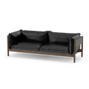 Three Seater Walnut Black Leather - NORMCORE™ Minimalistic
