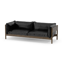 Three Seater Walnut Black Leather - NORMCORE™ Minimalistic