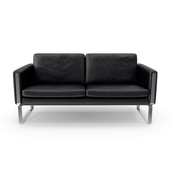 Modern Two-Seater Leather Sofa with Chrome Frame