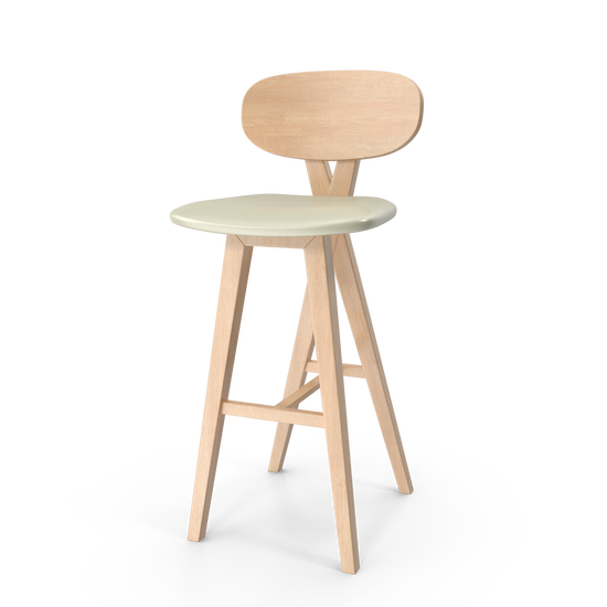 Modern Wooden Bar Stool with Oval Back