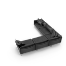 L-Shaped Black Leather Sofa - NORMCORE™ Minimalistic