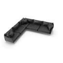 L-Shaped Black Leather Sofa - NORMCORE™ Minimalistic