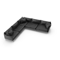 L-Shaped Black Leather Sofa - NORMCORE™ Minimalistic