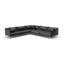 L-Shaped Black Leather Sofa - NORMCORE™ Minimalistic