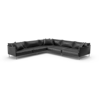 L-Shaped Black Leather Sofa - NORMCORE™ Minimalistic