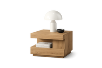 Oak Side Table with Mushroom Lamp