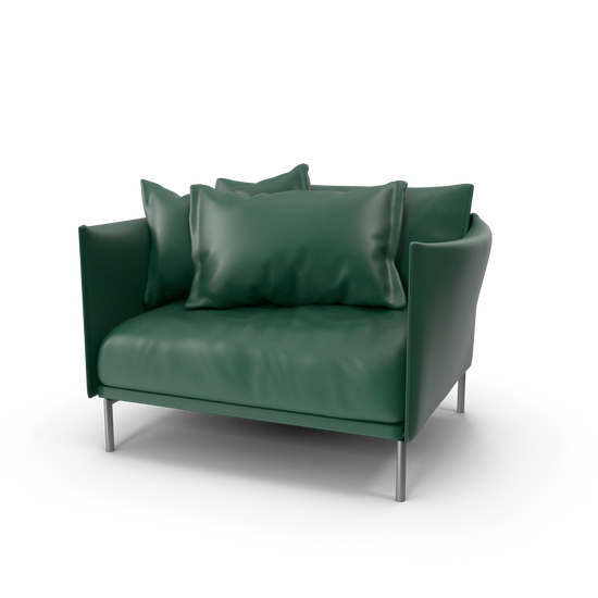 Modern Green Leather Armchair