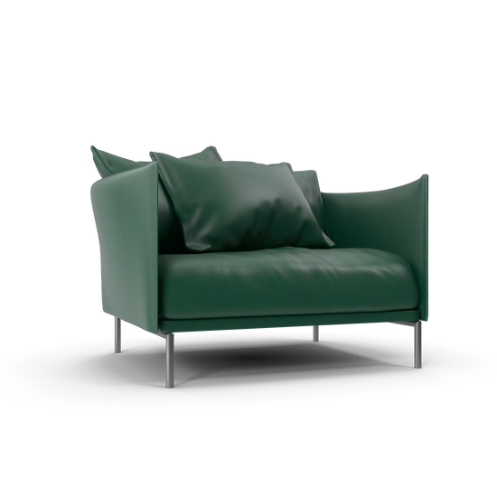 Modern Green Leather Armchair