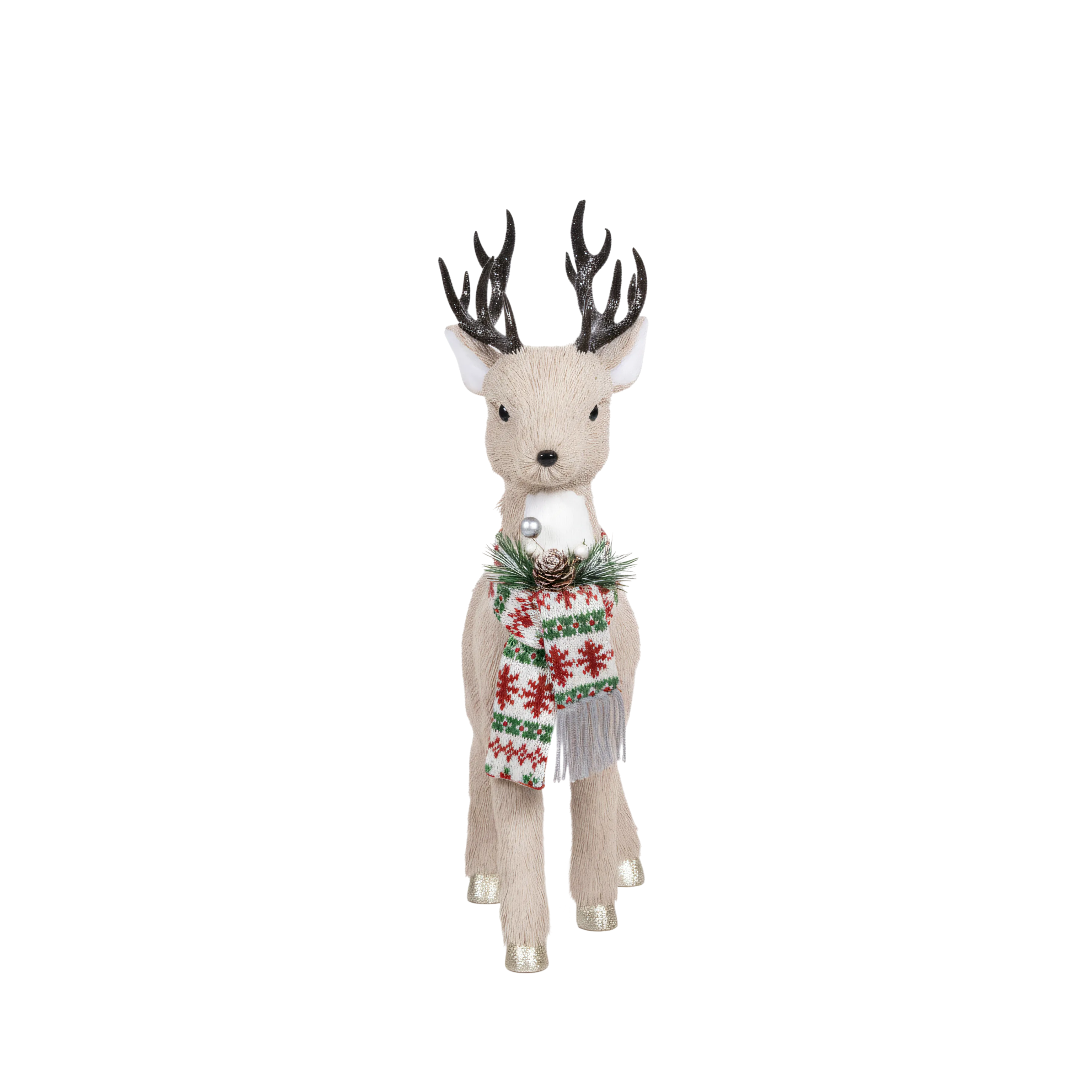 Nordic Knit-Scarf Holiday Deer Figurine
