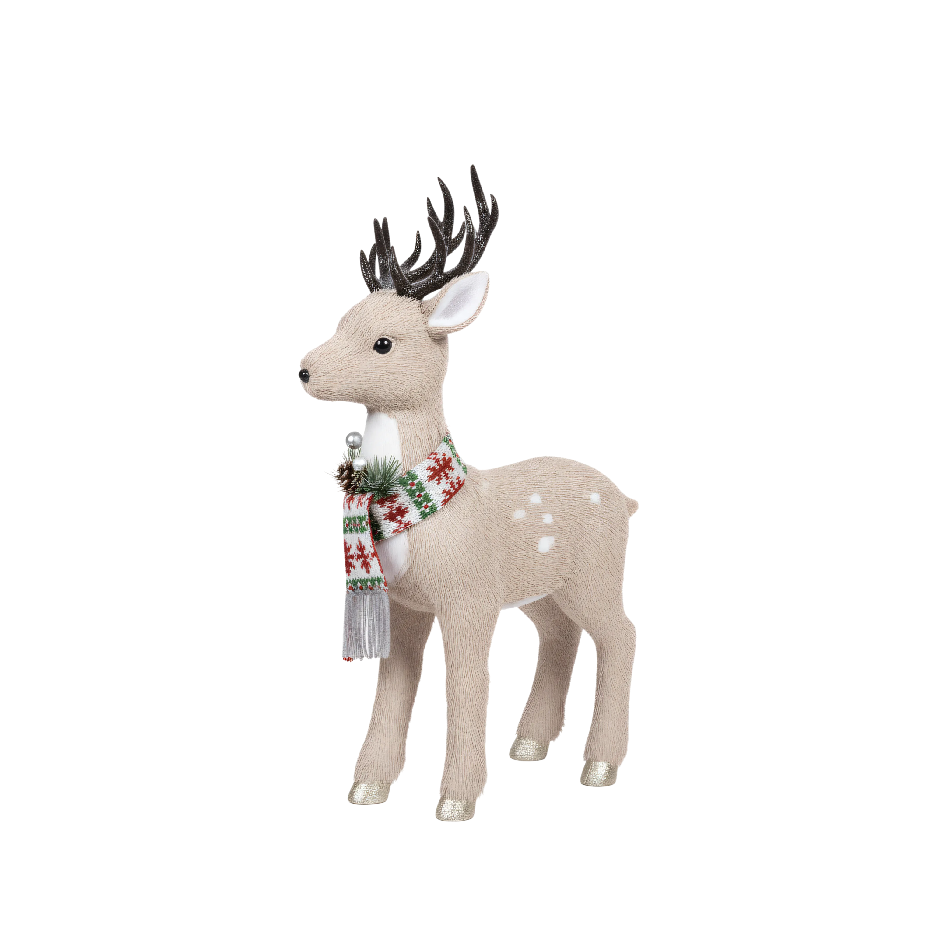 Nordic Knit-Scarf Holiday Deer Figurine