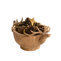 Carved Reindeer Wooden Bowl