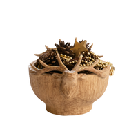 Carved Reindeer Wooden Bowl