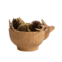 Carved Reindeer Wooden Bowl